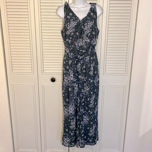 NWT LOFT Outlet Floral Jumpsuit Navy Lavender Feminine Spring Office Party Sz 12